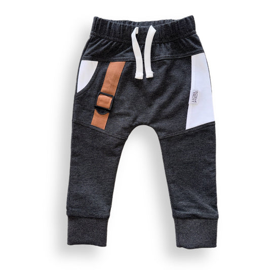 COLOR BLOCK JOGGERS - GREY/BROWN/WHITE